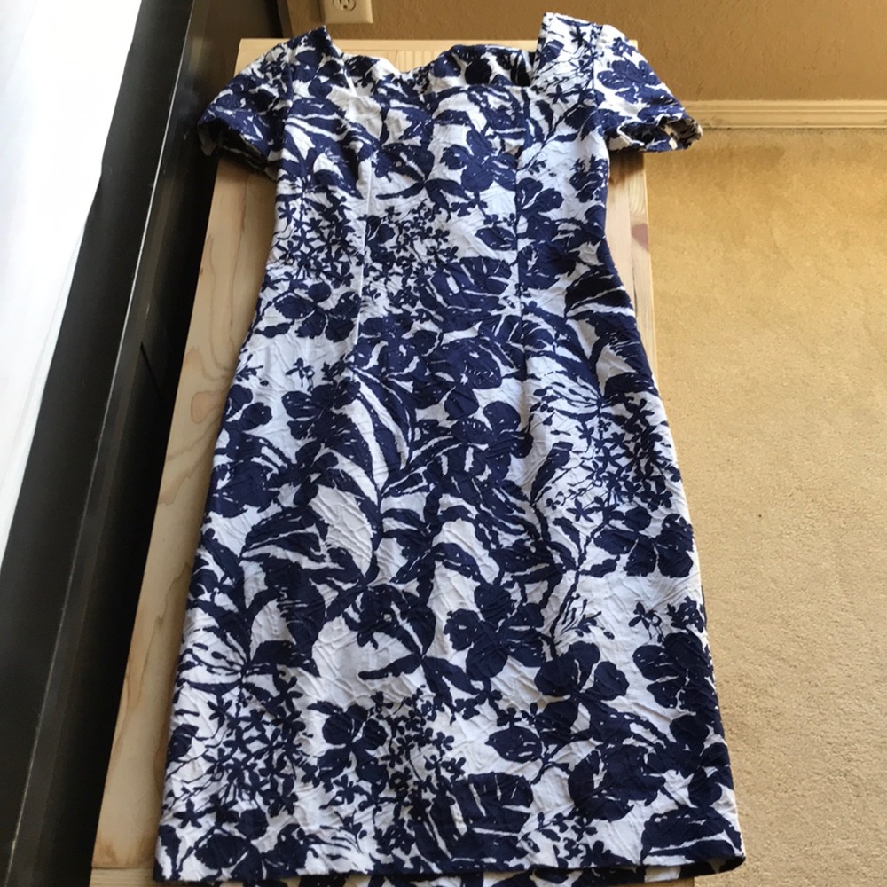 Blue and white form fitting dress